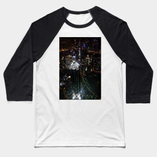 Jin Mao Tower at Night from Above - Shanghai Baseball T-Shirt